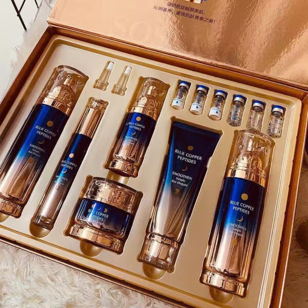 Jasneelu Blue Copper Peptide Day and Night Anti-Wrinkle Softening Toner, Lotion, Eye Cream, Face Cream, Cleanser Gift Set Moisturizing
