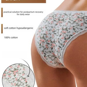 Foreign trade cross-border multi-size women's pure cotton printed triangle panties, nude feel, comfortable and smooth, European and American set